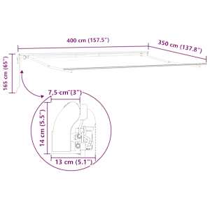 Stahovací markýza oranžová a hnědá 400 × 350 cm Látka a hliník - obrázek 13