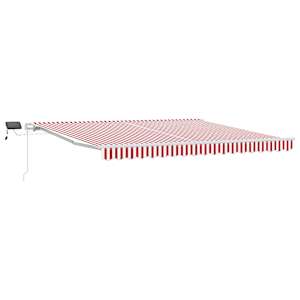 vidaXL Kokkuvolditav varikatus Punane ja valge 400 &times; 300 cm