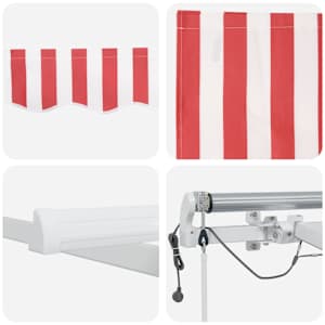 Stahovací markýza Červená a Bílá 400 × 350 cm Polyester - obrázek 10