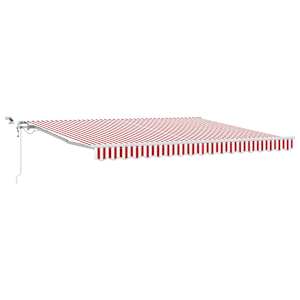 vidaXL Kokkuvolditav varikatus Punane ja valge 400 &times; 350 cm Pol&uuml;ester