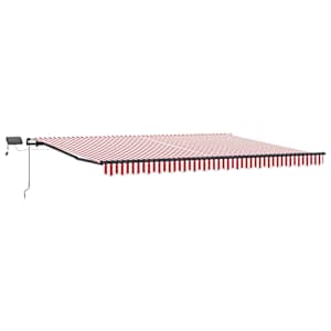 vidaXL Kokkuvolditav varikatus Punane ja valge 400 &times; 350 cm