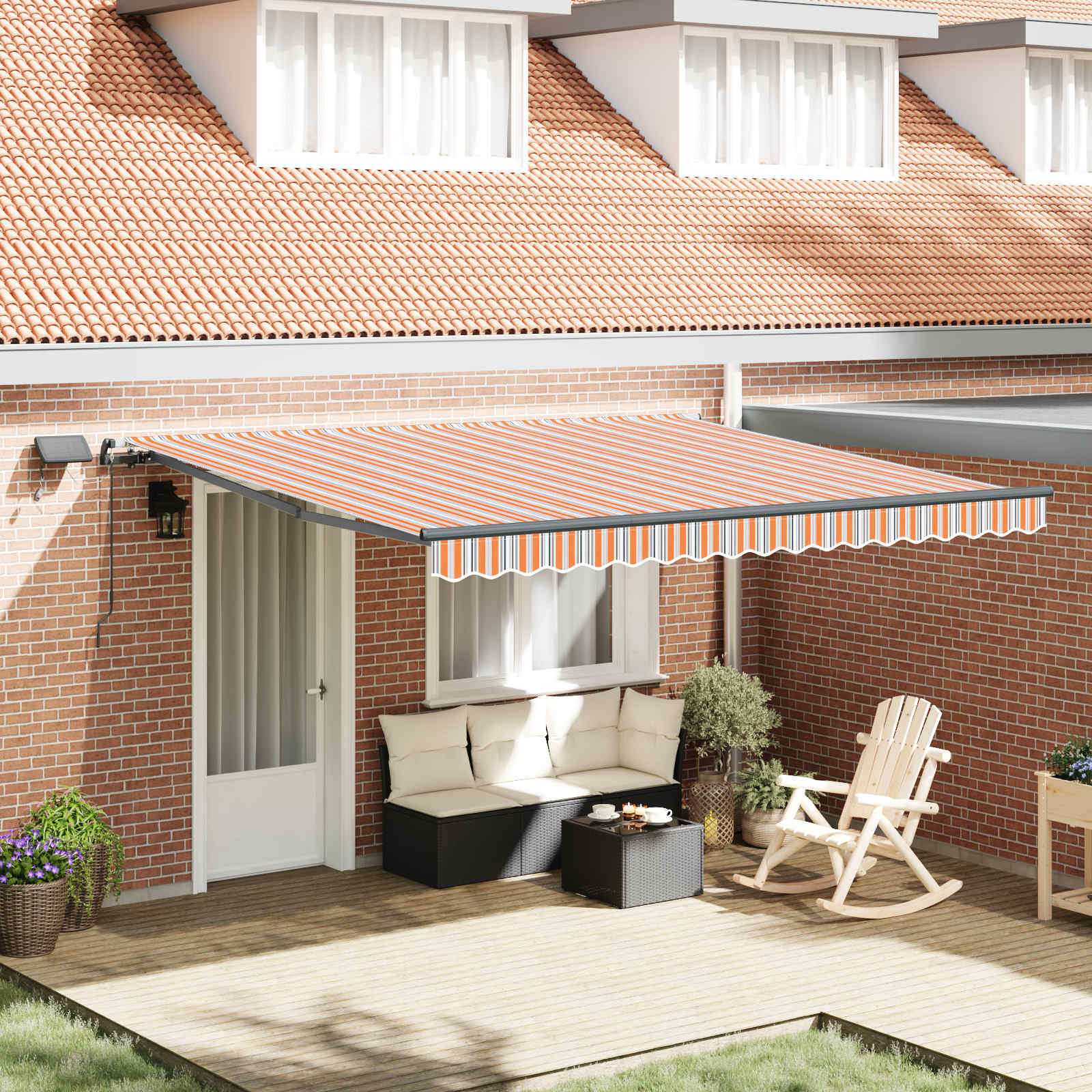 Uitschuifbare luifel Meerkleurig 400 × 350 cm Stof en Aluminium image 1