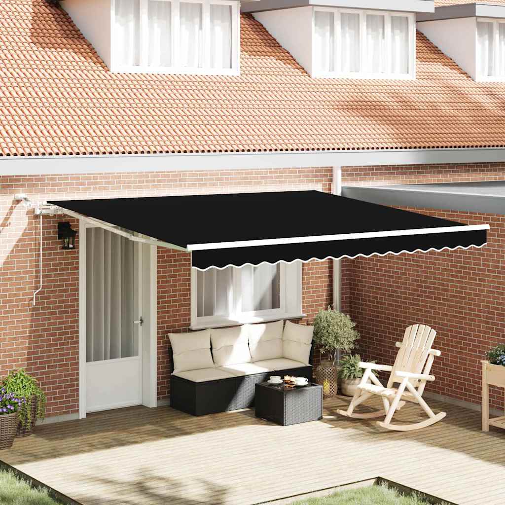 Toldo Retráctil Negro 400 x 350 cm Tela, Metal