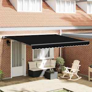 Retraktilna tenda Črna 400 × 350 cm Poliester in jeklo