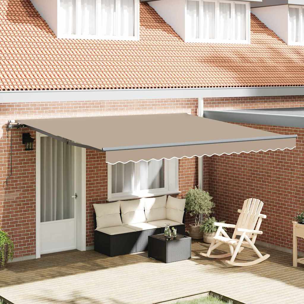 Automattinen sisäänvedettävä markiisi Beige 400x350 cm, vidaXL Markiisi vaihtokangas 4x3.5 m rungolle Beige