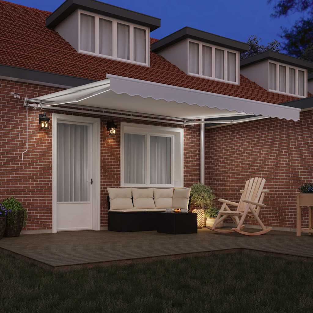 Inklapbaar Zonnescherm Wit 400 × 350 cm Polyester en Metaal image 3