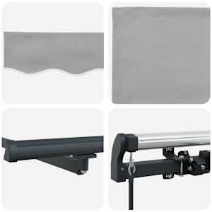 Stahovací markýza Světle šedá 400 × 350 cm Polyester a hliník - obrázek 8