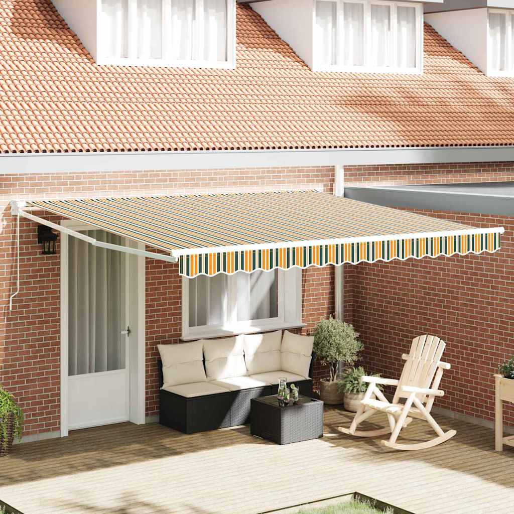 Manuel Udtækkelig Markise Grøn og Hvid 400x350 cm, vidaXL Markise Udskiftningsstof til 4x3,5 m Ramme Grøn og Hvid
