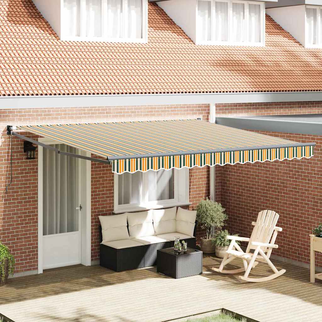 Automatisk Udtækkelig Markise Grøn og Hvid 400x350 cm