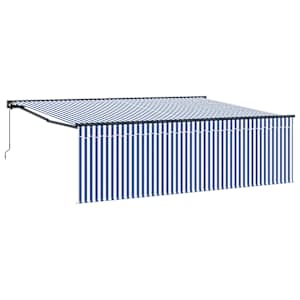 vidaXL Kokkuvolditav varikatus Sinine ja Valge 400 &times; 300 cm