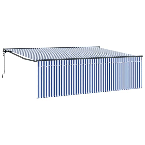 vidaXL Kokkuvolditav varikatus Sinine ja Valge 400 &times; 300 cm