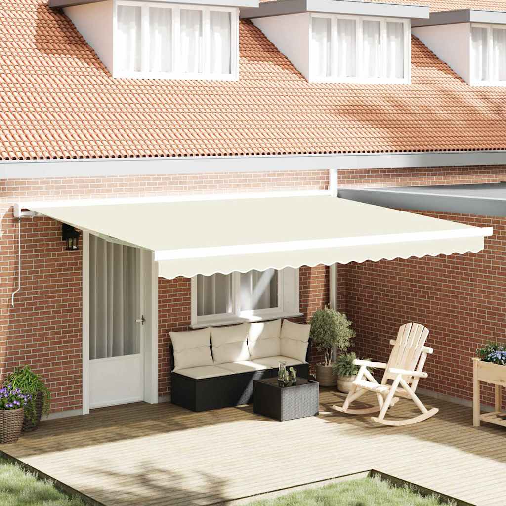 vidaXL Cortina Retractabilă Crem 450 × 300 cm Material textil, Metal