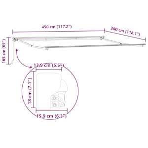 Retraktilna tenda Antracit 450 × 300 cm Poliester in kovina - slika 12