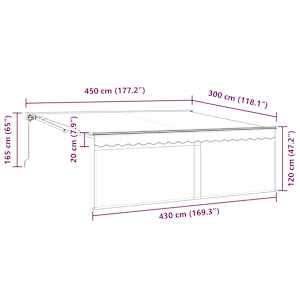 Retraktilna tenda Antracit 450 × 300 cm Poliester in aluminij - slika 13