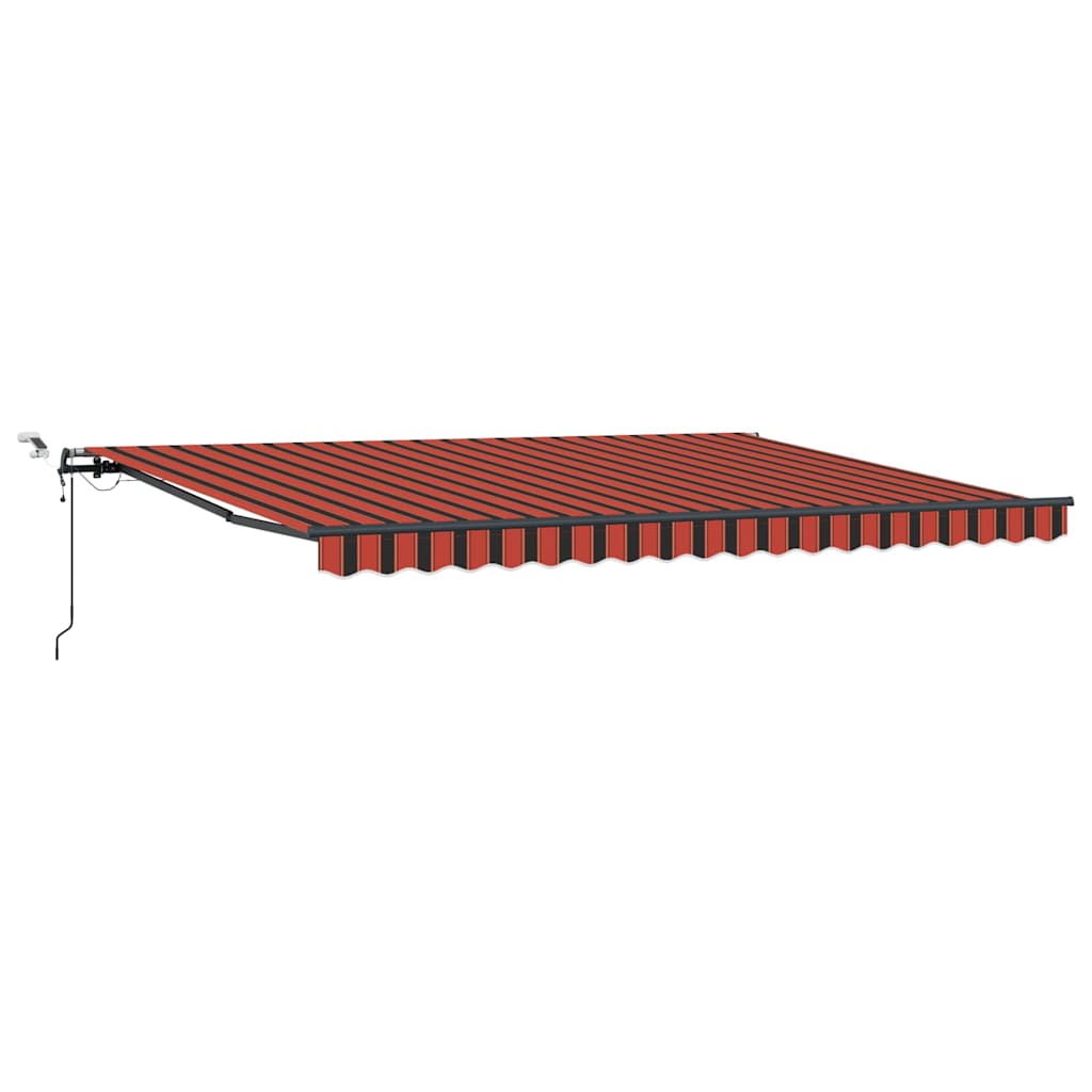 Automaattinen sisäänvedettävä markiisi LED-valolla oranssina ja ruskeana, 450×300 cm