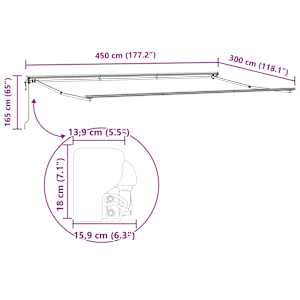Retraktilna tenda Antracitna in bela 450 × 300 cm - slika 13