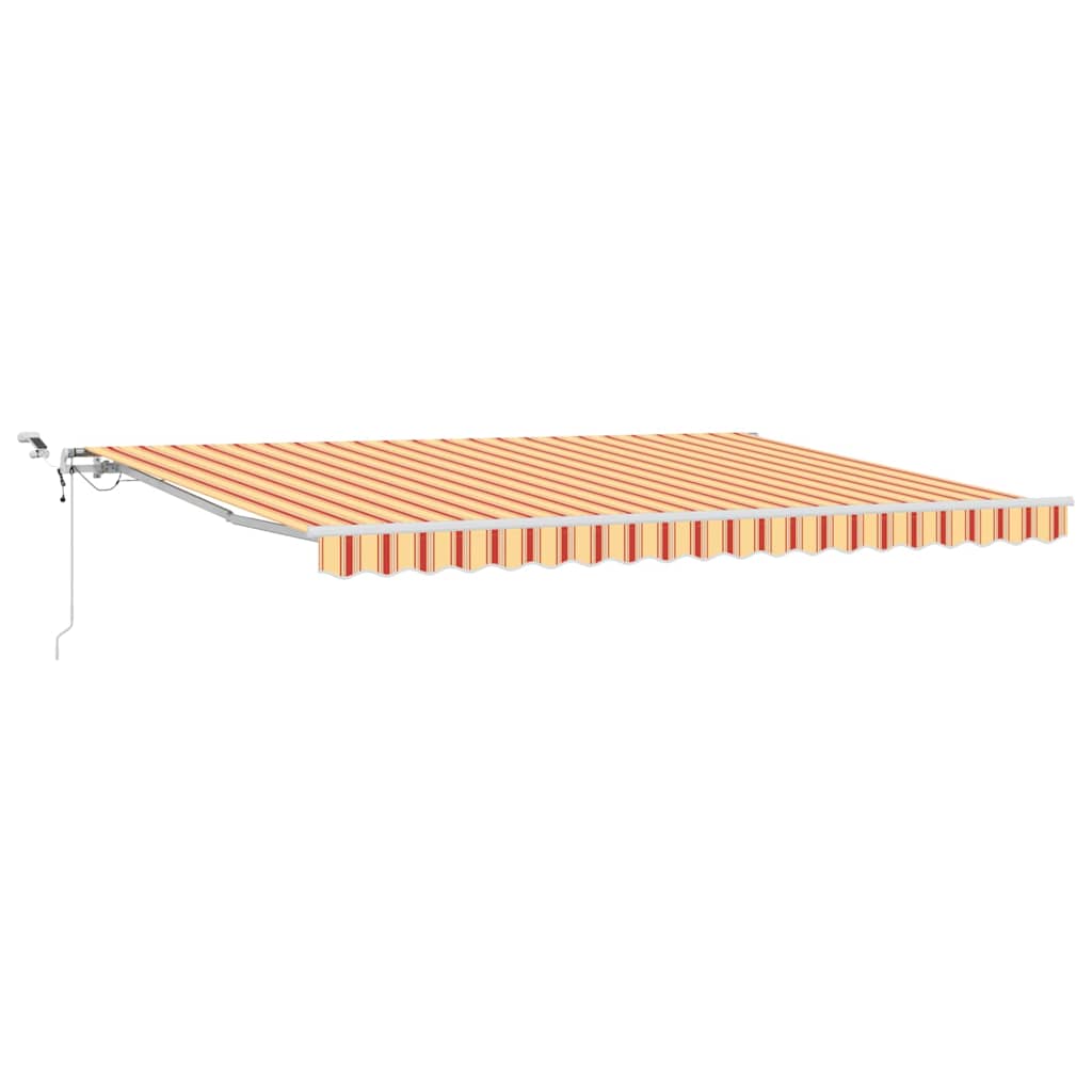 Automattinen sisäänvedettävä markiisi LED-valolla Keltainen ja oranssi 450×300 cm
