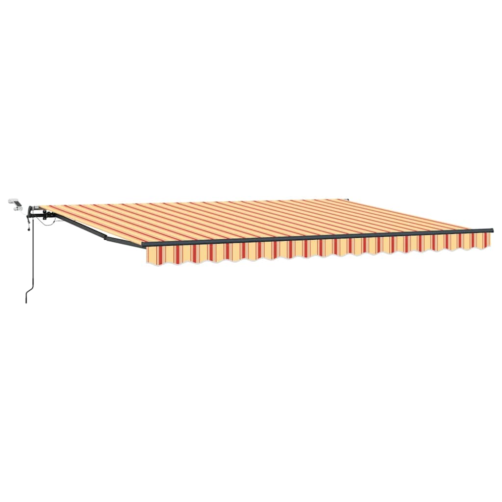 Automaattinen sisäänvedettävä markiisi LED-valaistuksella keltaisena ja oranssina, 450×300 cm