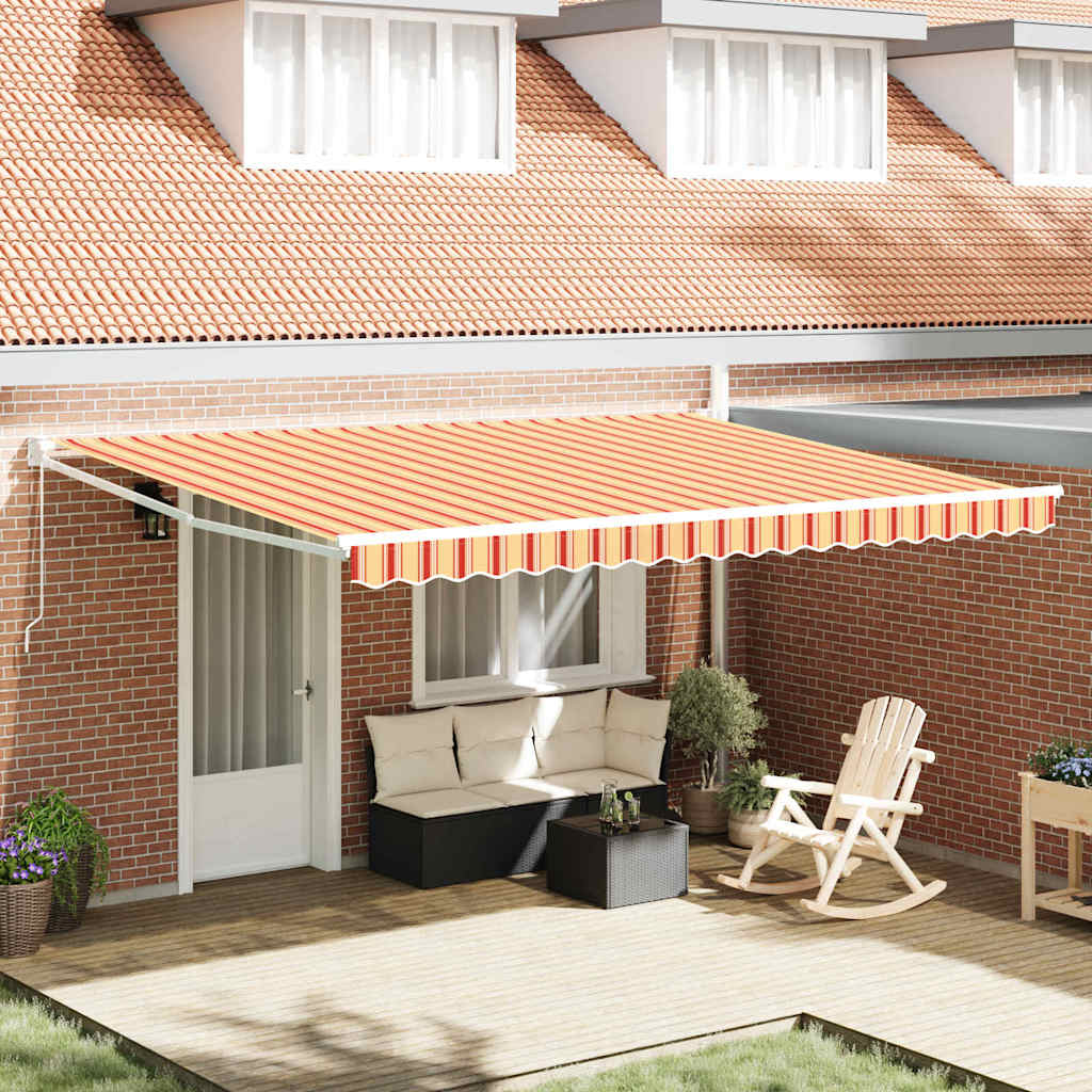 Käsitsi sissetõmmatav varikatus Kollane ja oranž 450x300 cm