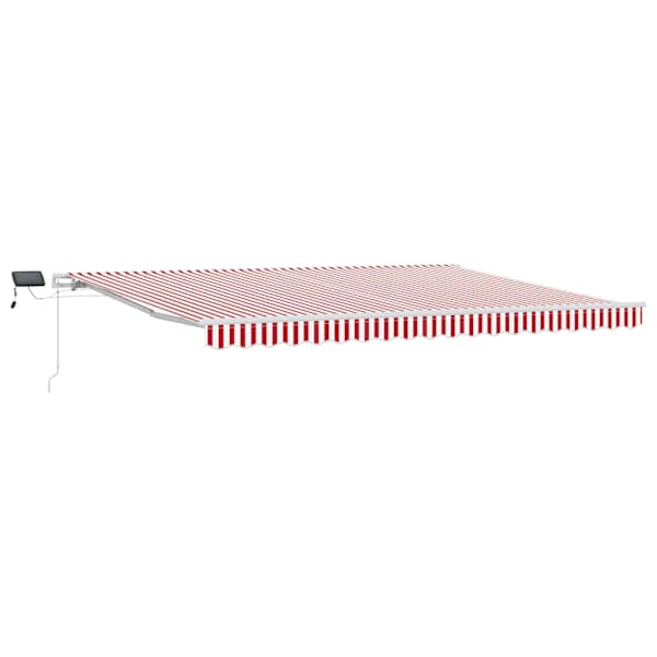 vidaXL Kokkuvolditav varikatus Punane ja valge 450 &times; 300 cm