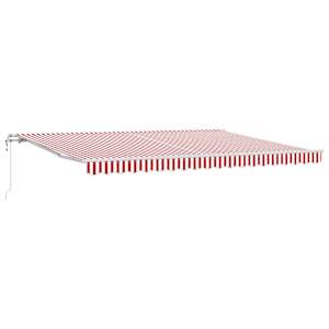 vidaXL Kokkuvolditav varikatus Punane ja valge 450 &times; 300 cm