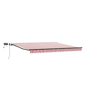 vidaXL Kokkuvolditav varikatus Punane ja valge 450 &times; 300 cm