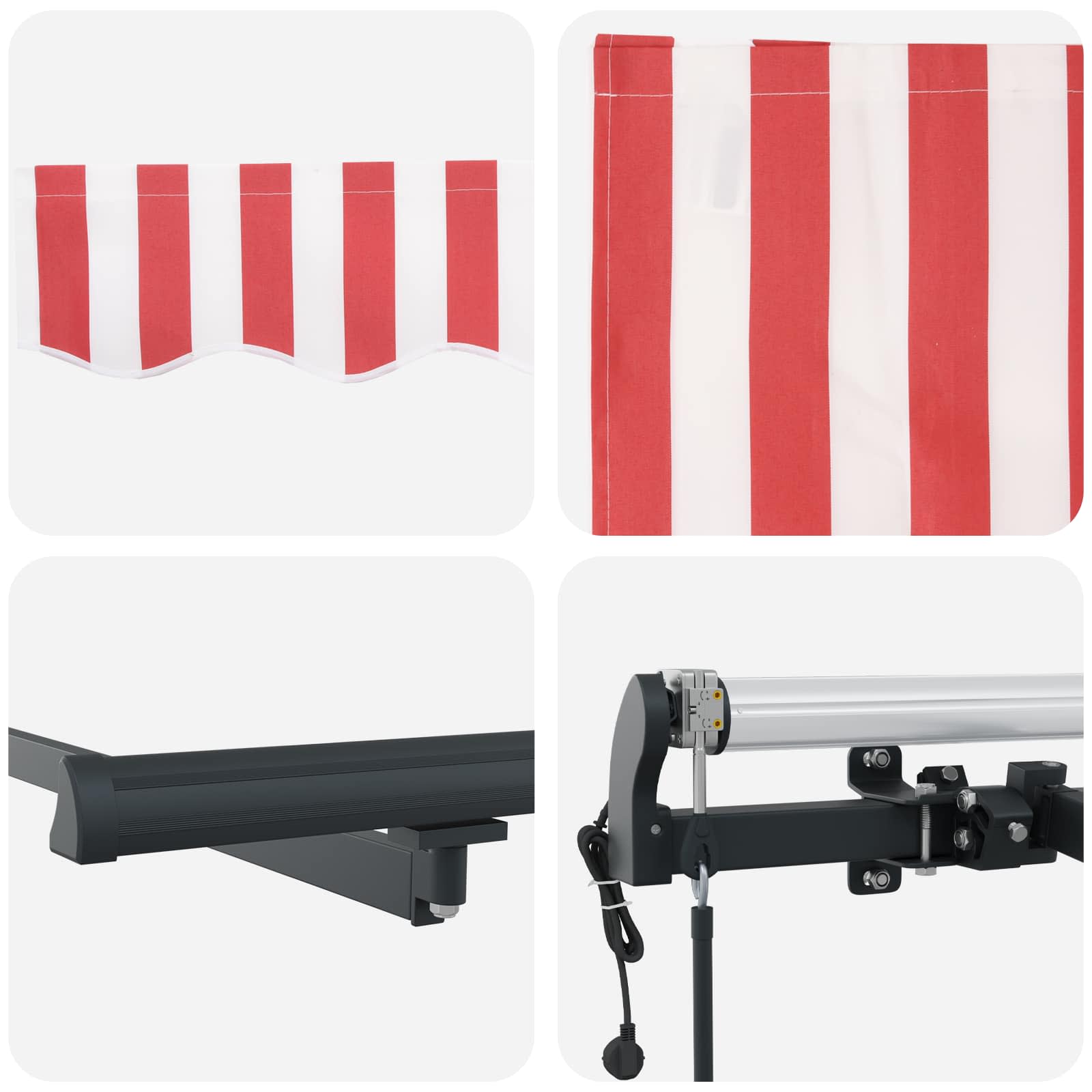 Inklapbaar Zonnescherm Rood en Wit 450 × 300 cm image 8