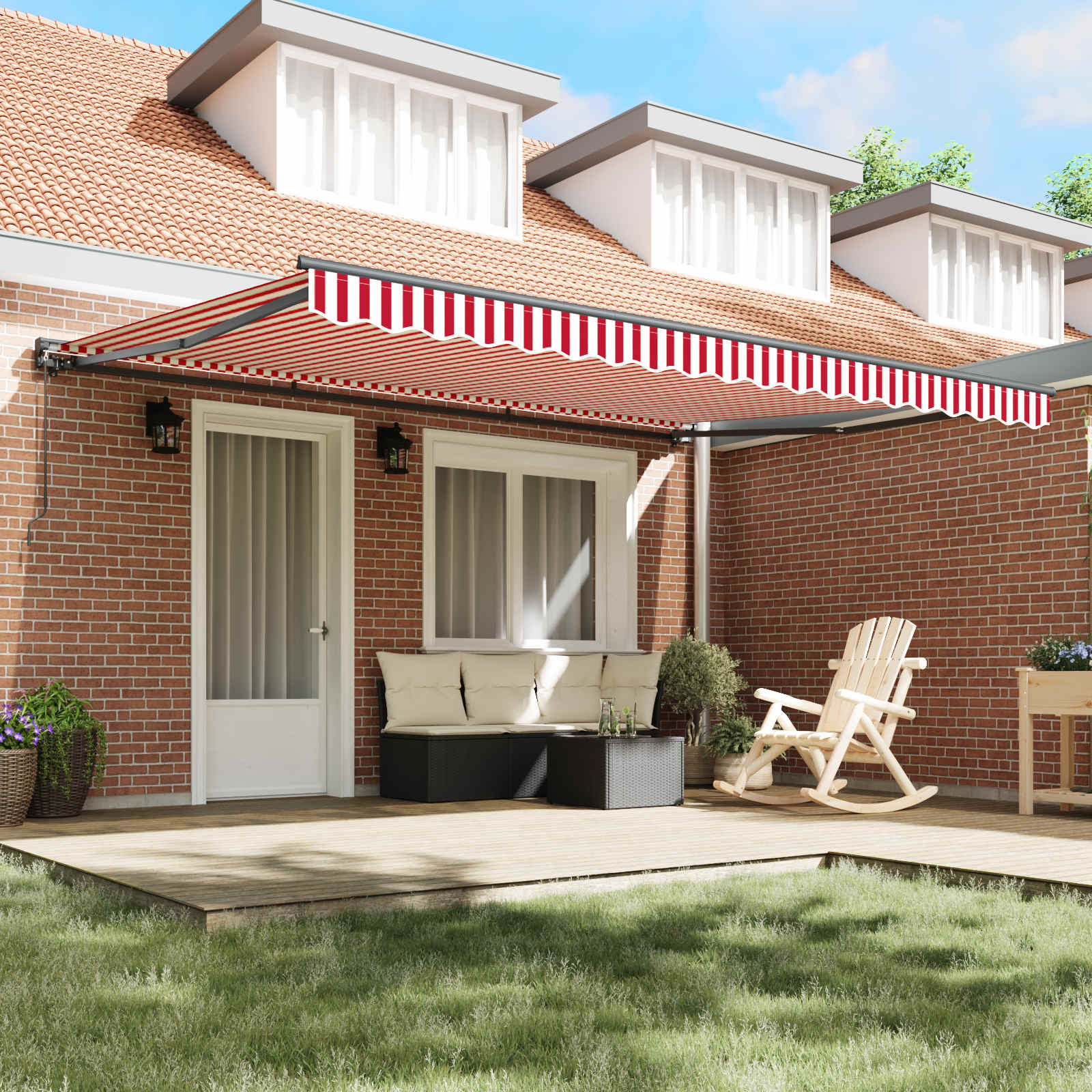 Zijde Frame Rood en Wit 450 × 300 cm Polyester met PU-coating image 3