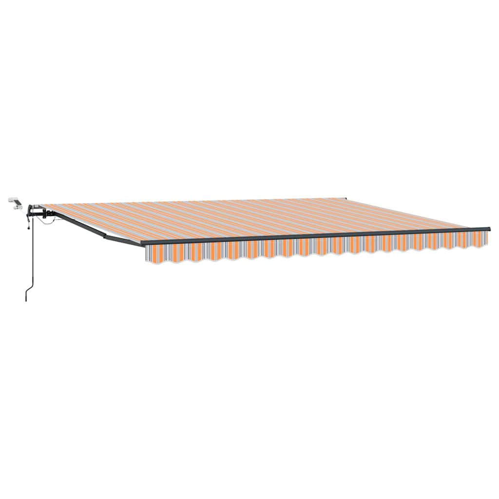 Automatti Sisäänvedettävä markiisi LED-monivärisellä raidalla 450×300 cm