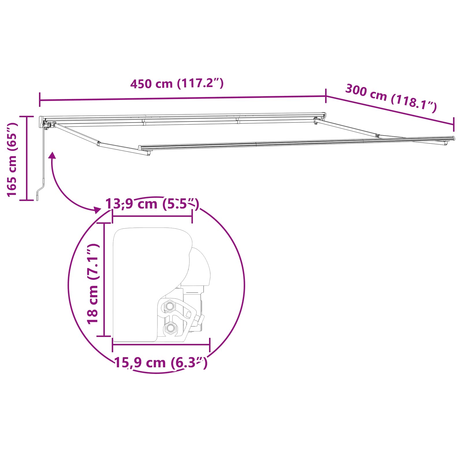 Zijde Frame Lichtgrijs 450 × 300 cm Polyester met PU-coating image 12