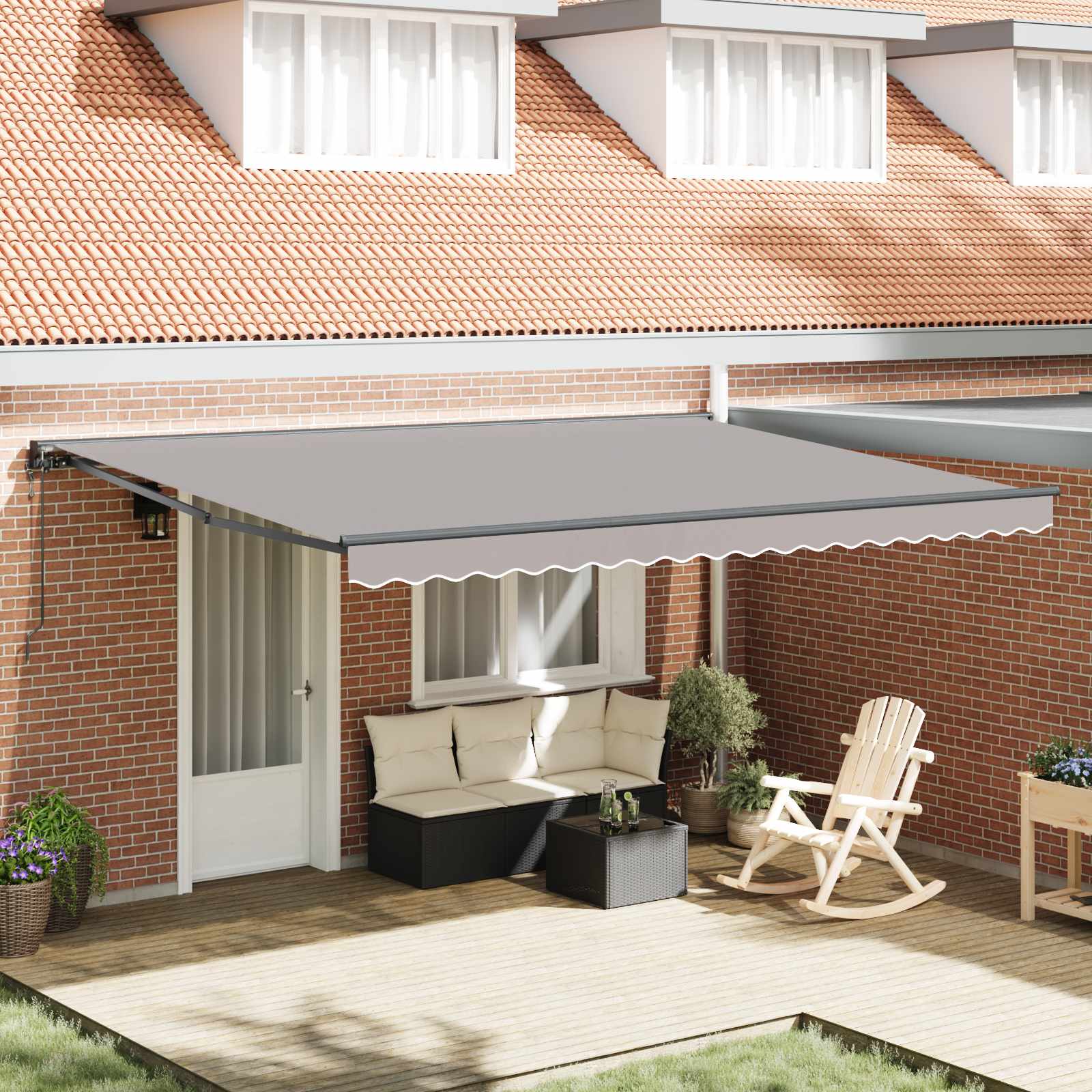 vidaXL Cadru de copertină Gri deschis 450 × 300 cm