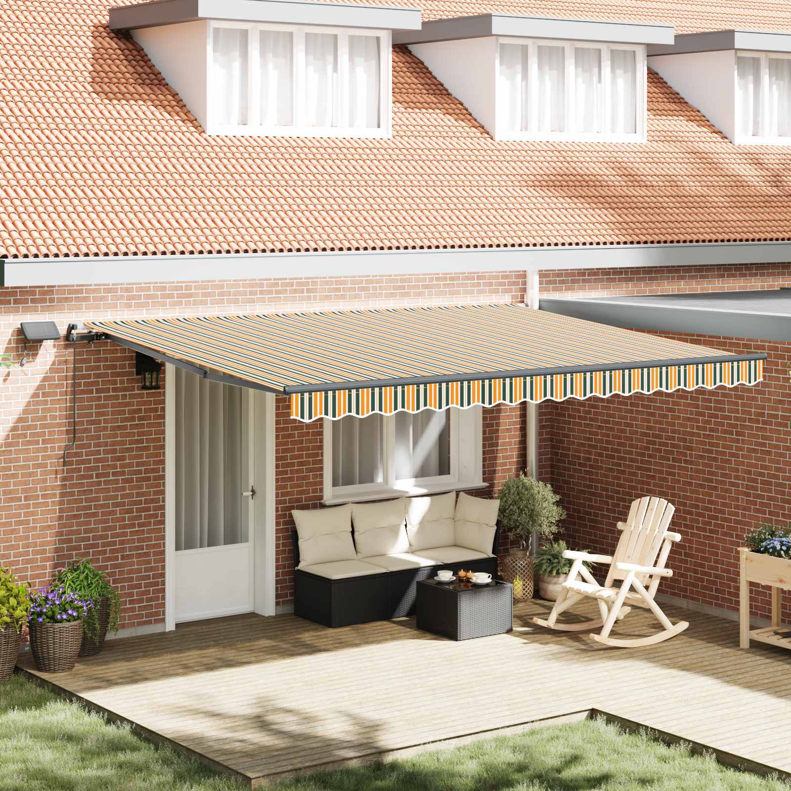 vidaXL Cortina Retractabilă Verde și galben 450 ×300 cm țesătură
