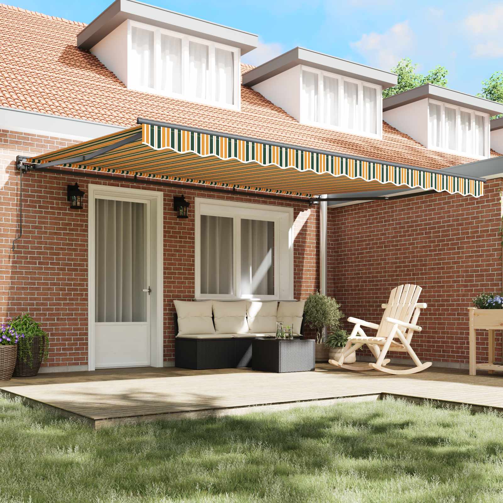 Zijde Frame Groen en Geel 450 × 300 cm Polyester met PU-coating image 3