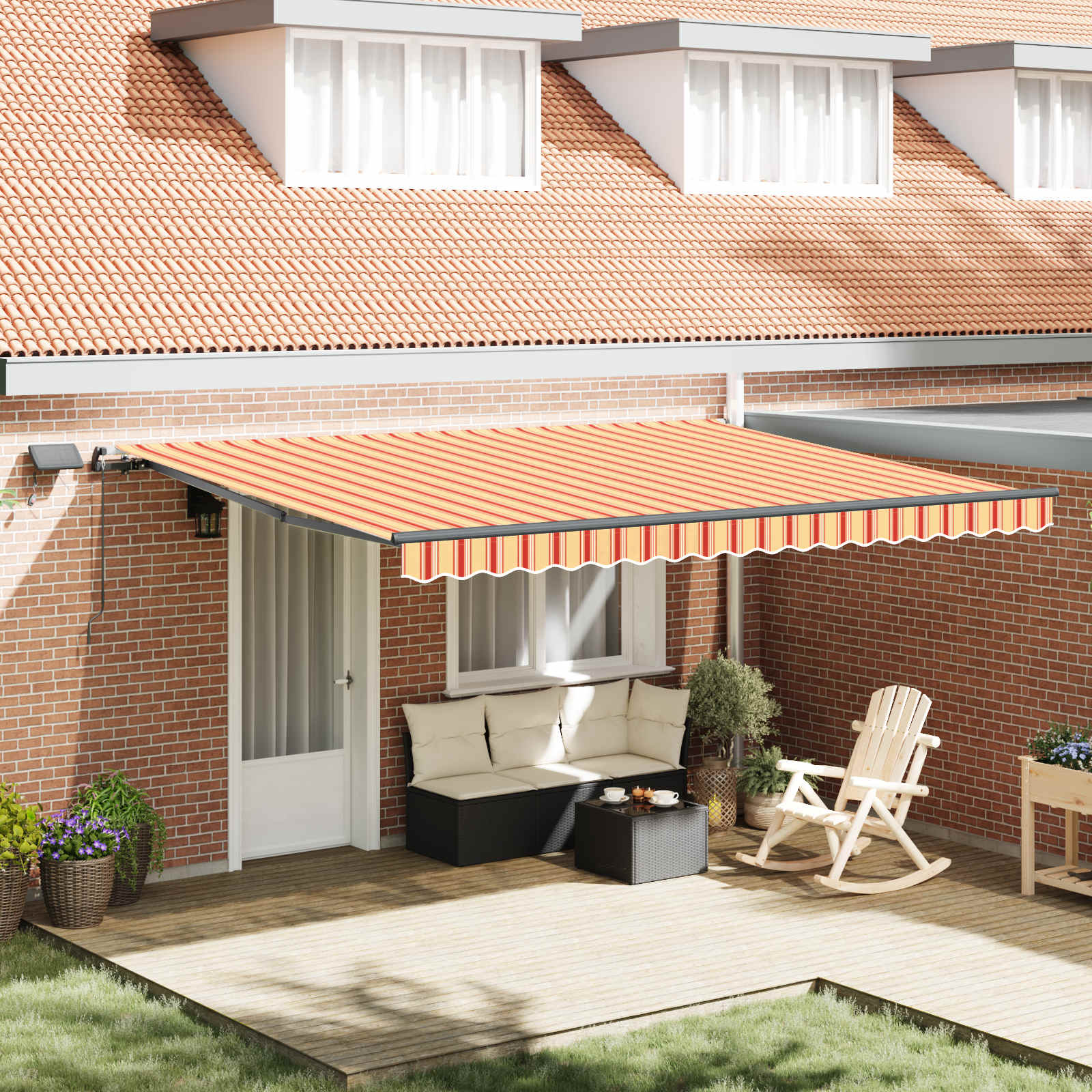 vidaXL Cortina Retractabilă galben și portocaliu 450 ×350 cm țesătură