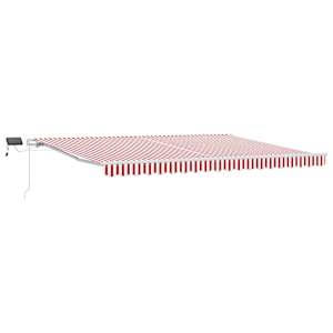 vidaXL Kokkuvolditav varikatus Punane ja valge 450 &times; 350 cm