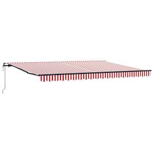 vidaXL Kokkuvolditav varikatus Punane ja valge 450 &times; 350 cm