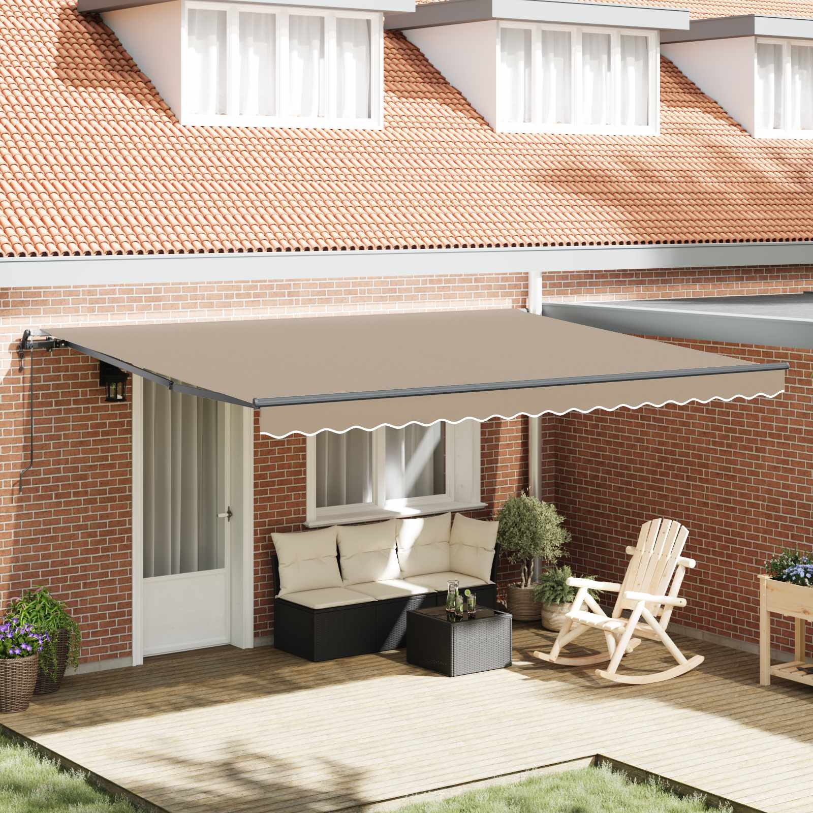 vidaXL Cortina Retractabilă Bej 450 × 350 cm Țesătură și Aluminiu