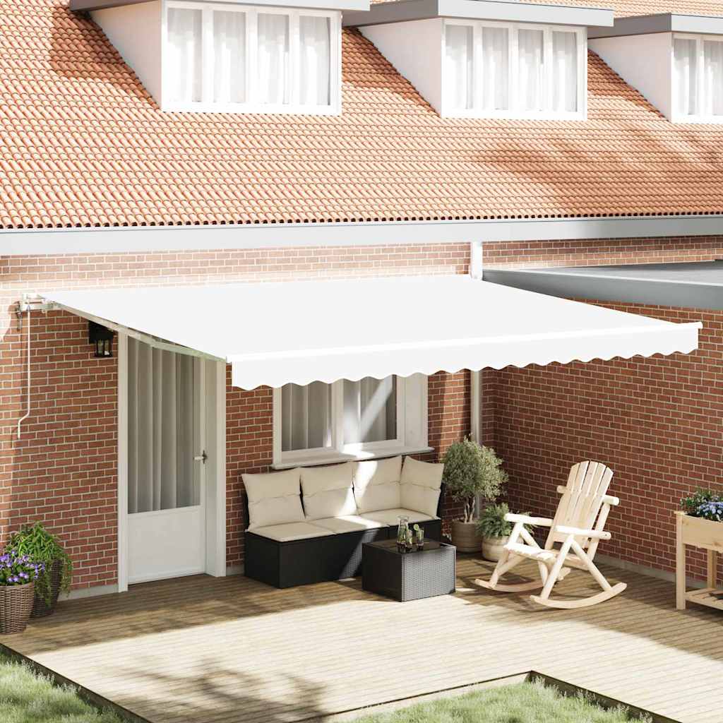 Automaatne sissetõmmatav varikatus valge 450x350 cm, vidaXL Varikatuse asenduskangas 4,5x3,5 m raami jaoks valge
