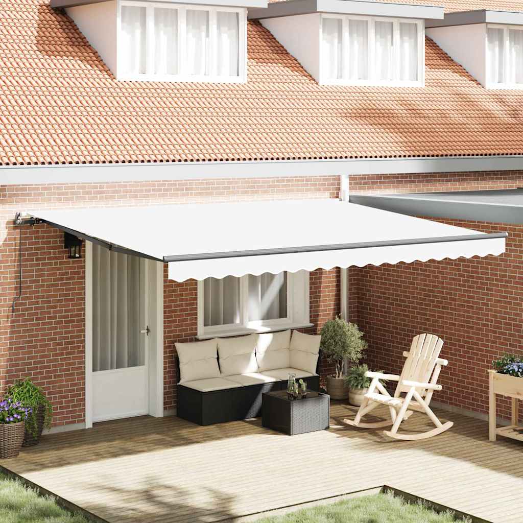Käsitsi Sissetõmmatav Varikatus Valge 450x350 cm, vidaXL Varikatu asenduskangas 4,5x3,5 m raami jaoks Valge