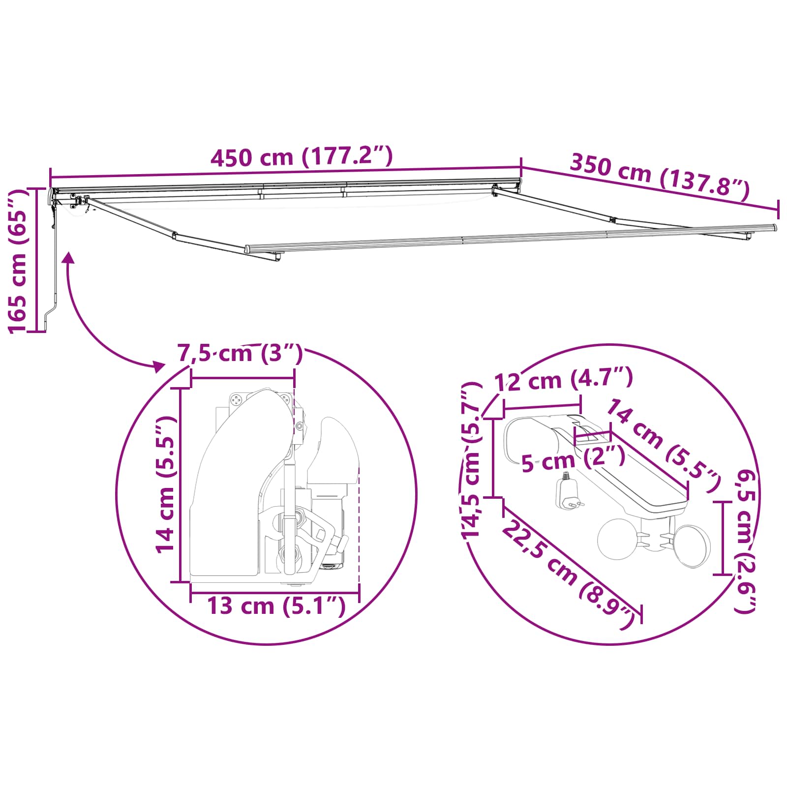Luifeldoek met Lichtgrijs 450 × 350 cm Polyester image 16