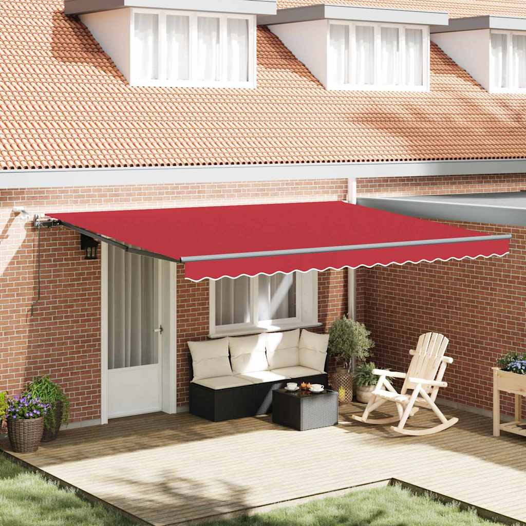 automaatne sissetõmmatav varikatus koos LED-idega punane 450x350 cm