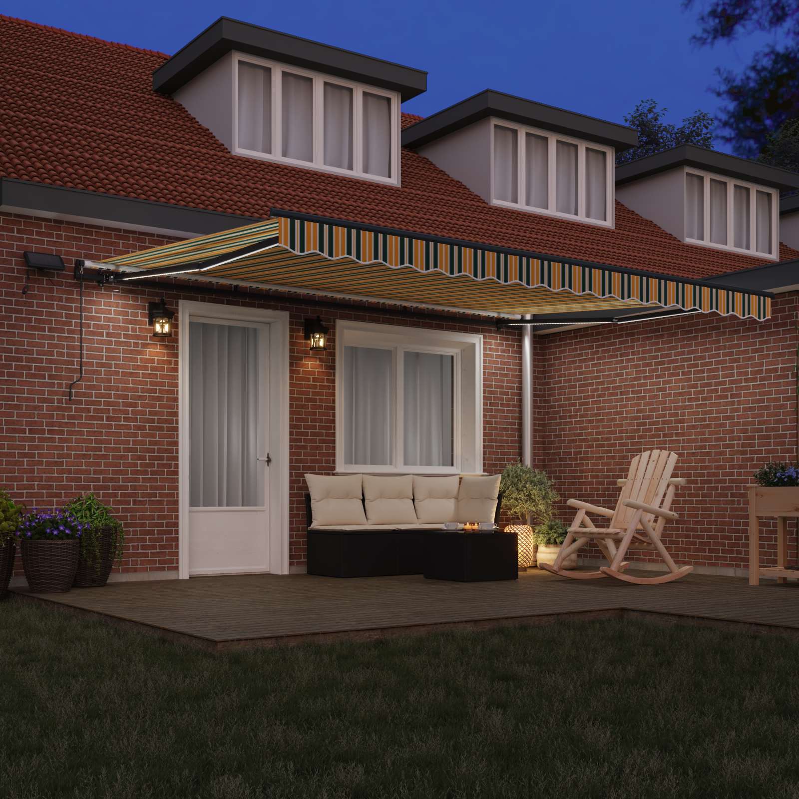 Inklapbaar Zonnescherm Groen en geel 450 ×350 cm Stof image 3