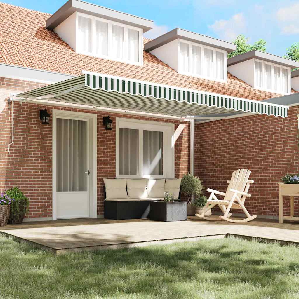 Elektrisch Uittrekbaar Zonnescherm Groen en Wit 450 × 350 cm image 3