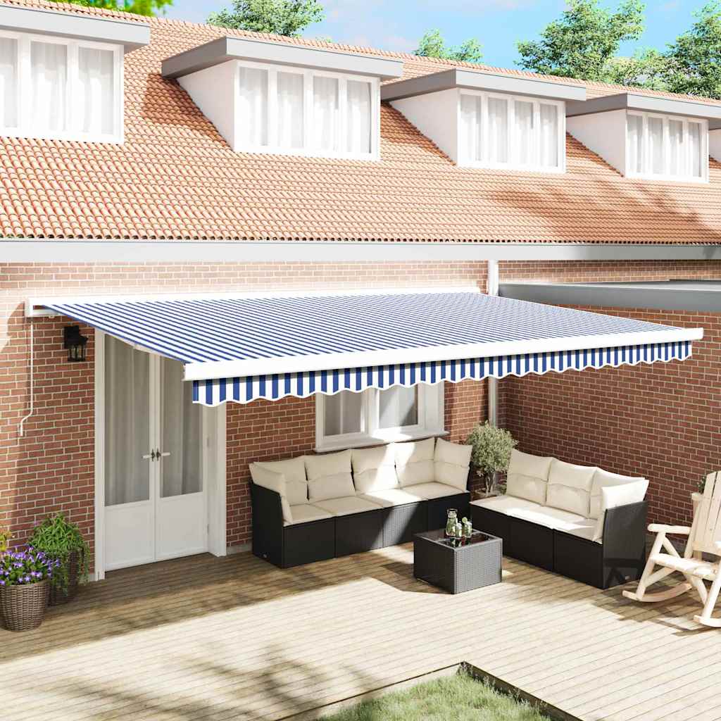 vidaXL Cortina Retractabilă Albastru, Alb 500 × 300 cm