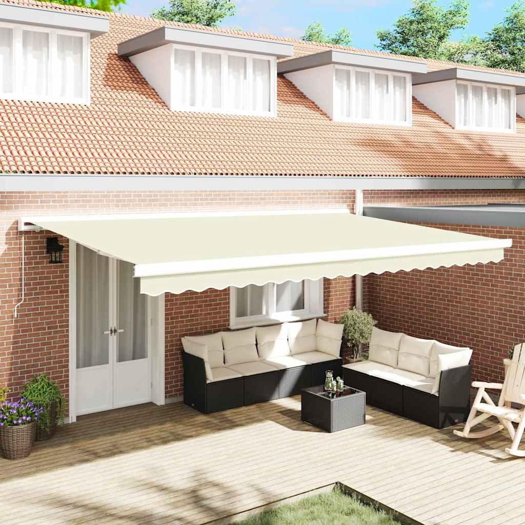 vidaXL Cortina Retractabilă Crem 500 × 300 cm Material textil, Metal