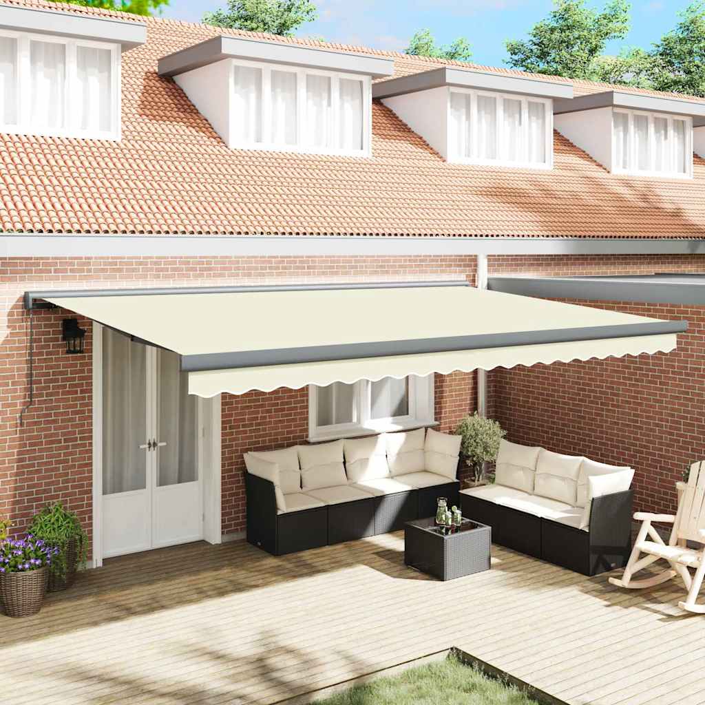 vidaXL Cortina Retractabilă Crem 500 × 300 cm Material textil, Metal