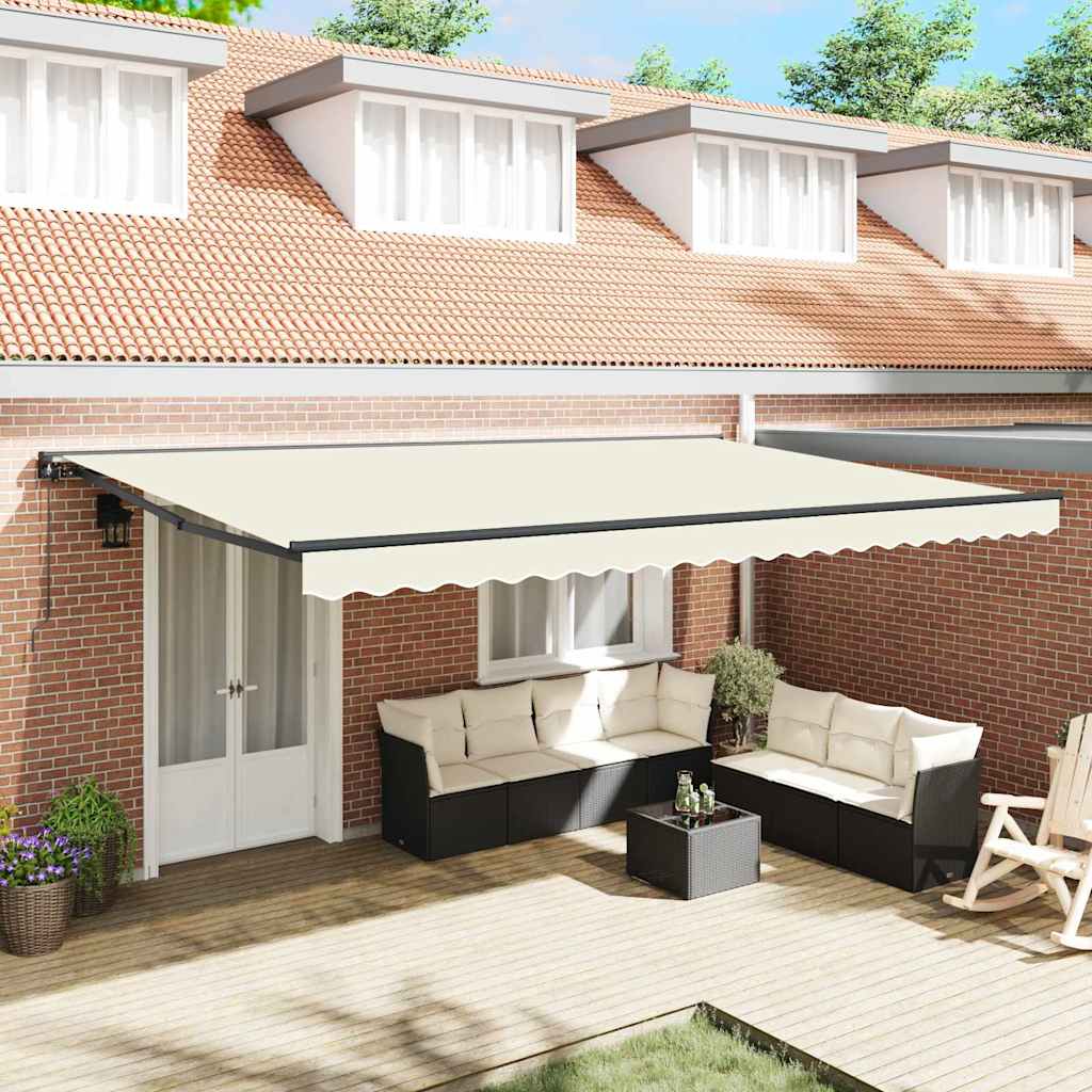 Izvelkams jumtiņš Krēmkrāsa 500 × 300 cm Poliesters un metāls