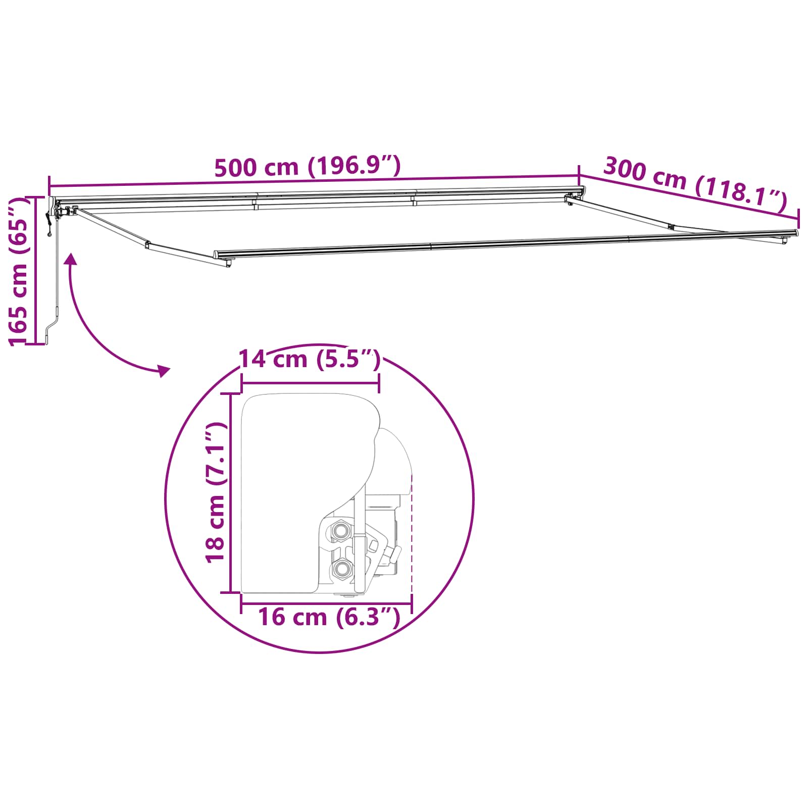Käigukohandatav varikatus Kollane ja Valge 500 × 300 cm 7 Kõik vajalik sinu aeda ja koju! Käigukohandatav varikatus Kollane ja Valge 500 × 300 cm - Image 7