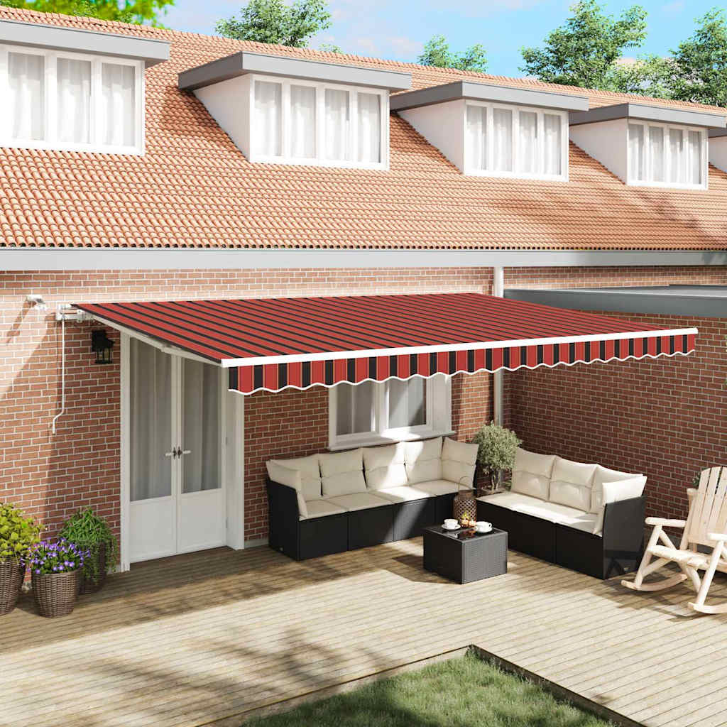 Automaatne sissetõmmatav varikatus LED-valgusega, oranž ja pruun, 500x300 cm