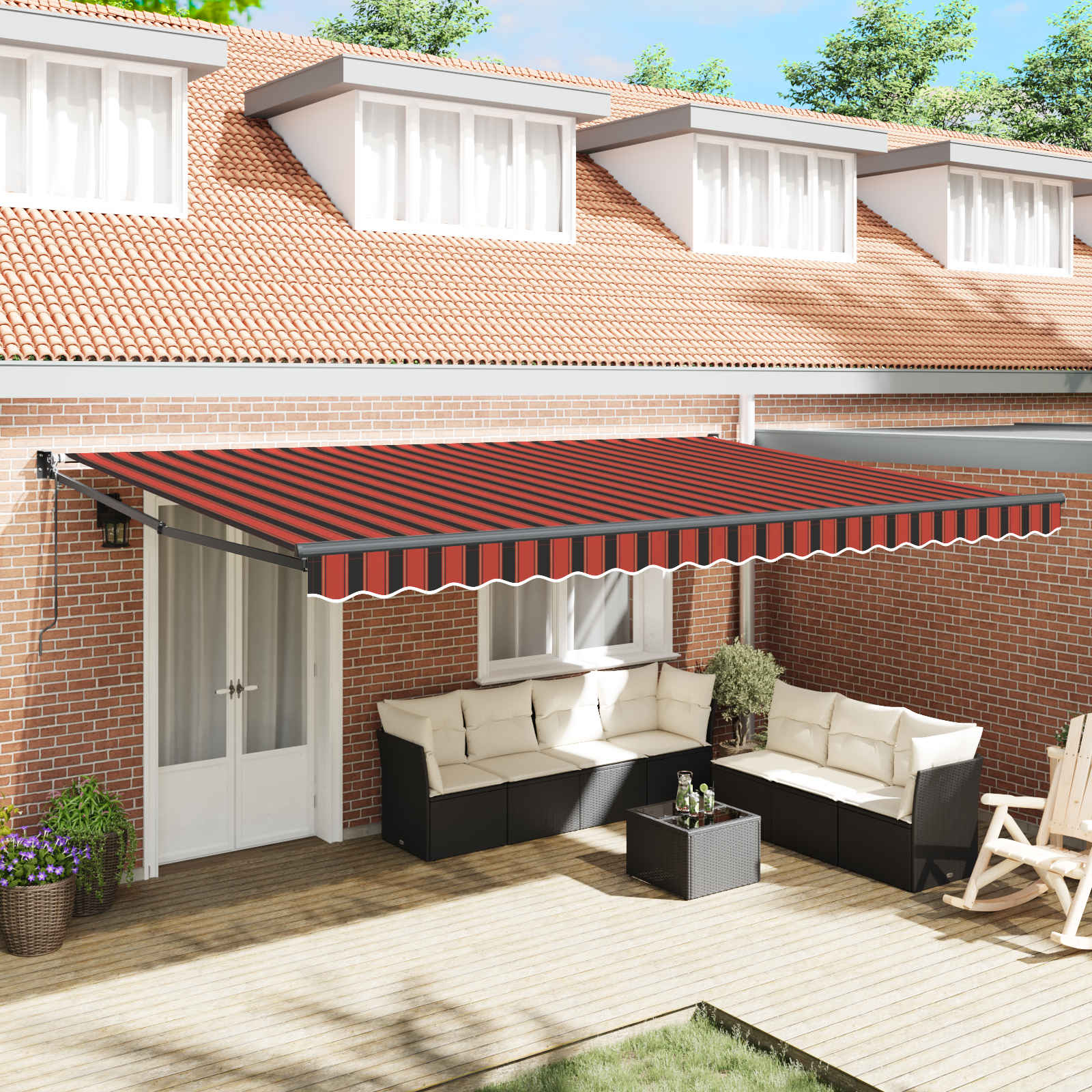 vidaXL Markise Orange und Braun 500 x 300 x 165 cm